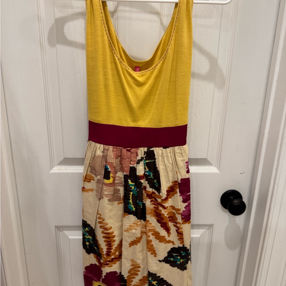 Yellow and Multicolor Sleeveless Dress
